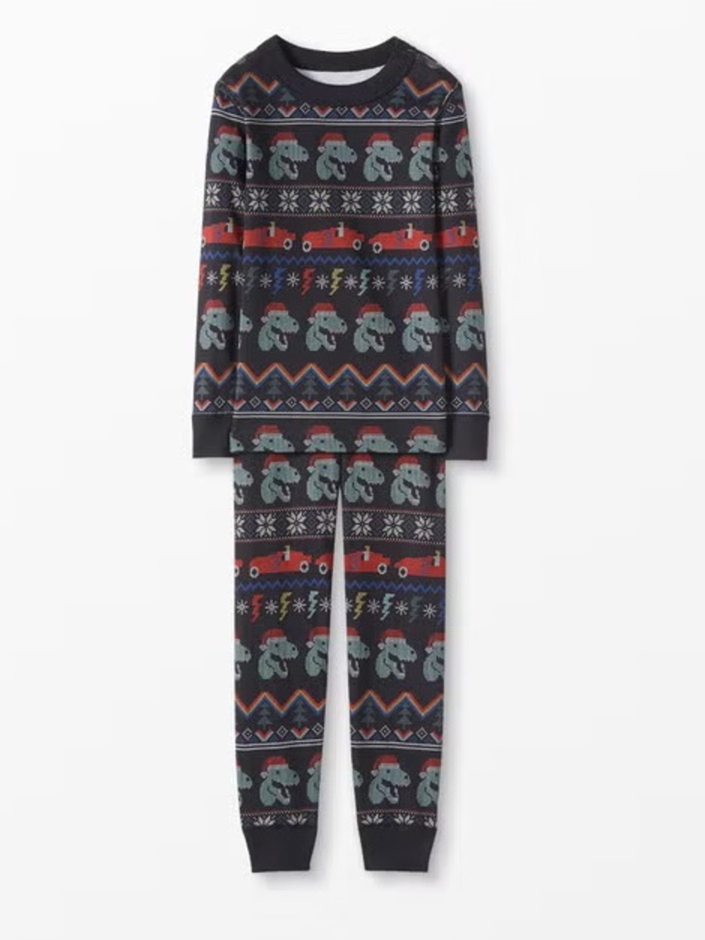 Hanna Andersson Long John Pajama Set Dino Fair Isle Unisex Size 4
